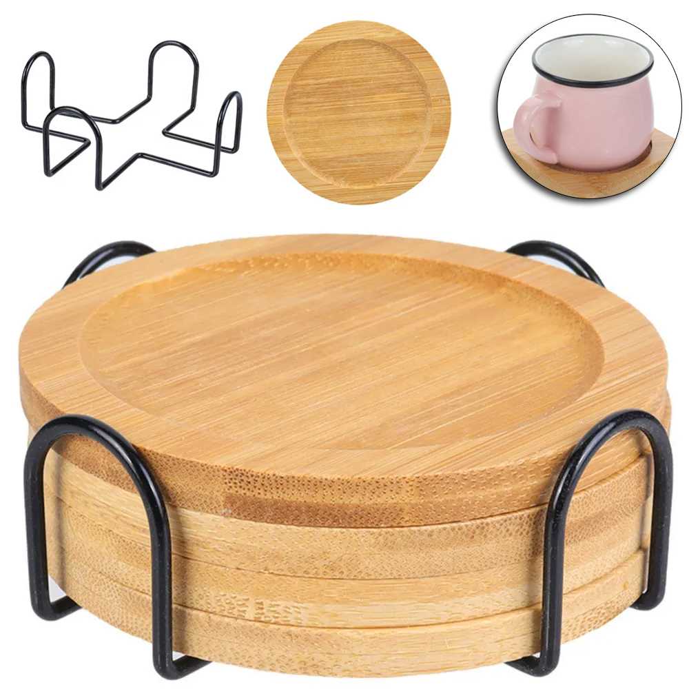 PORTA COPO DE BAMBU REDONDO 10CM DE Ø COM SUPORTE ARAMADO BLACK 4X11CM DE Ø 