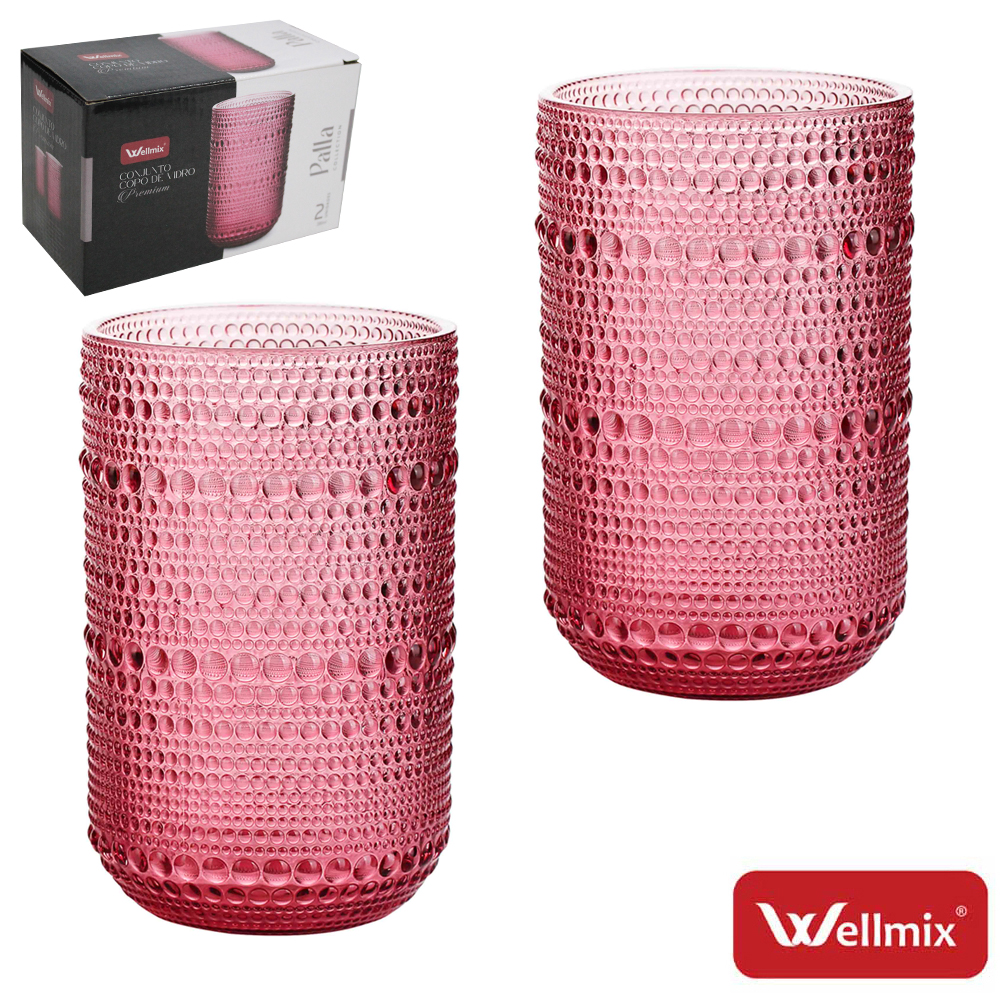 JOGO DE COPO DE VIDRO PREMIUM PALLA COLLECTION MARSALA C/2 PCS 280ML WG21244 WELLMIX