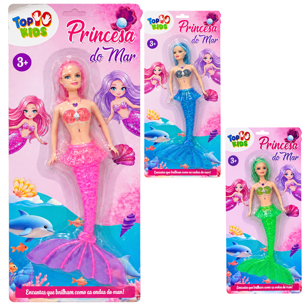 BONECA SEREIA PRINCESA DO MAR C/LUZ A BATERIA TOP KIDS TOP-1767 MAXI BRAS