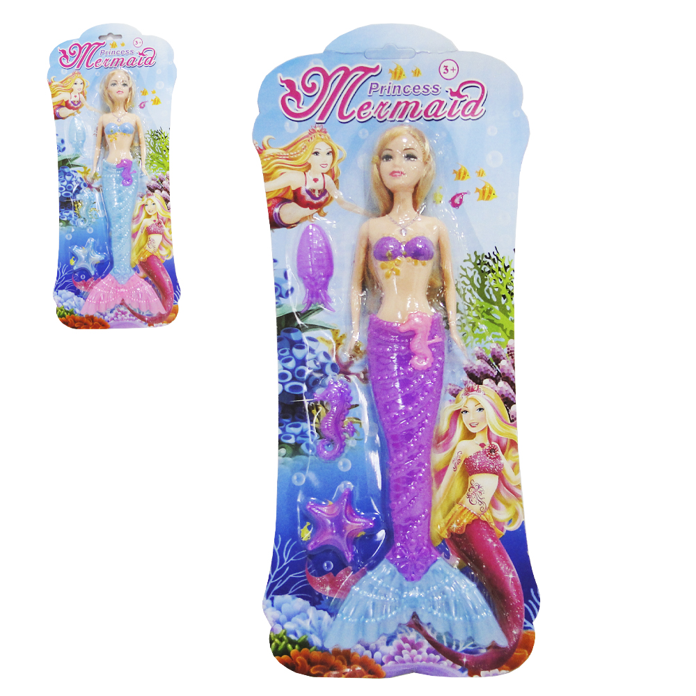 BONECA SEREIA MERMAID COM LUZ + ACESSORIOS A BATERIA 4 PECAS