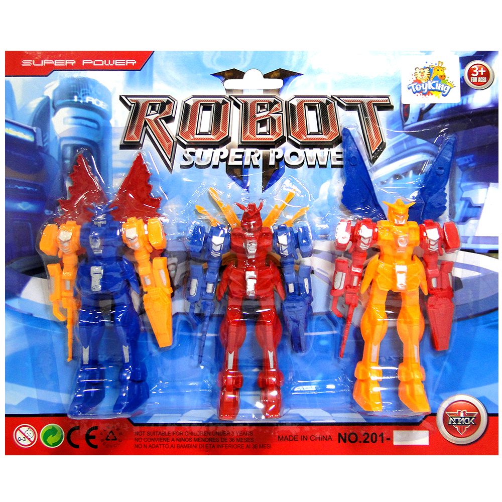 BONECO ROBO ROBOT SUPER POWER COM 3 PECAS