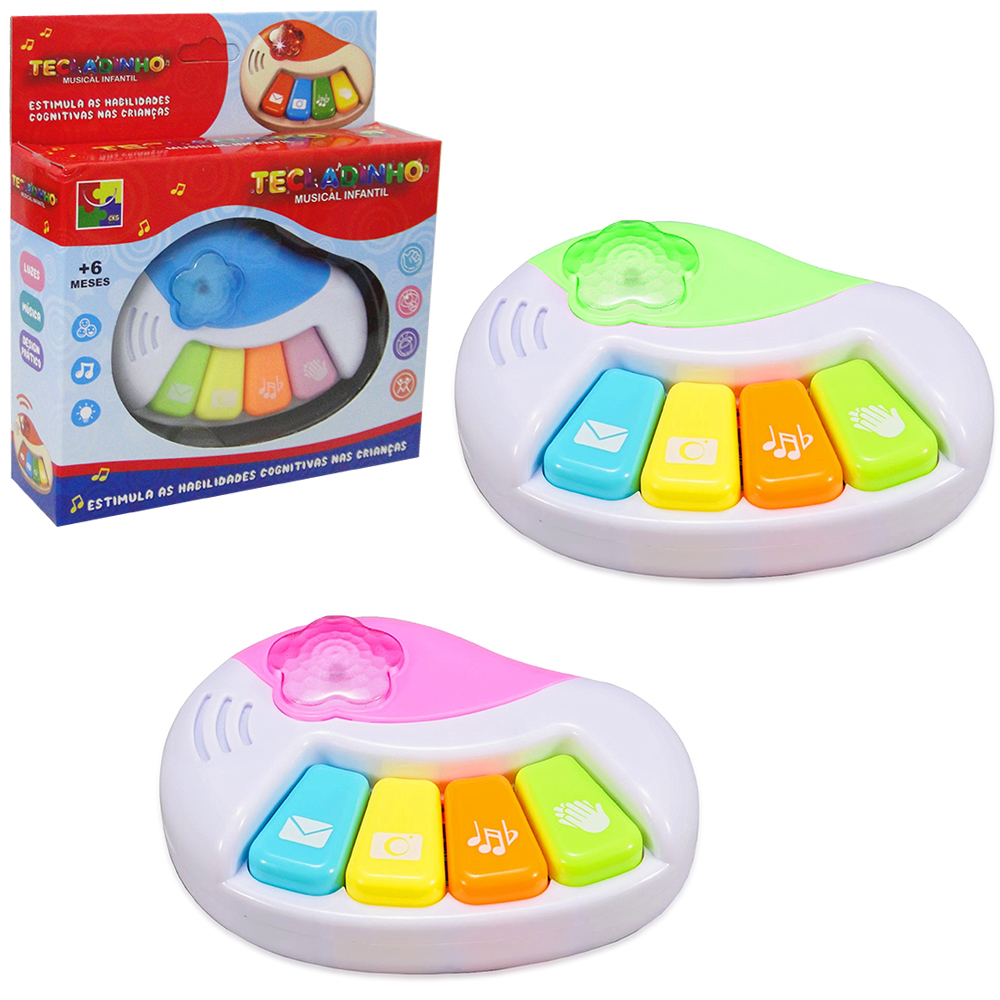 TECLADO / PIANO MUSICAL INFANTIL COM LUZ A PILHA 