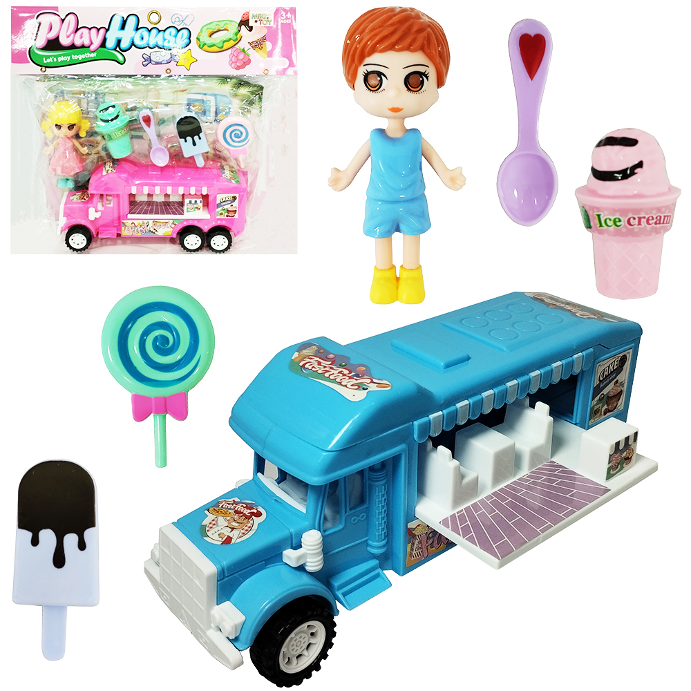 KIT COZINHA INFANTIL COM BONECA + CAMINHAO E ACESSORIOS FAST FOOD RODA LIVRE 7 PECAS