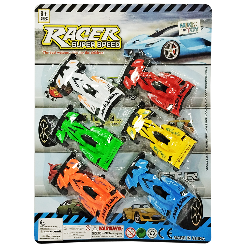 CARRO RACER SUPER SPEED RODA LIVRE COM 6 PECAS 8X4,5X2CM