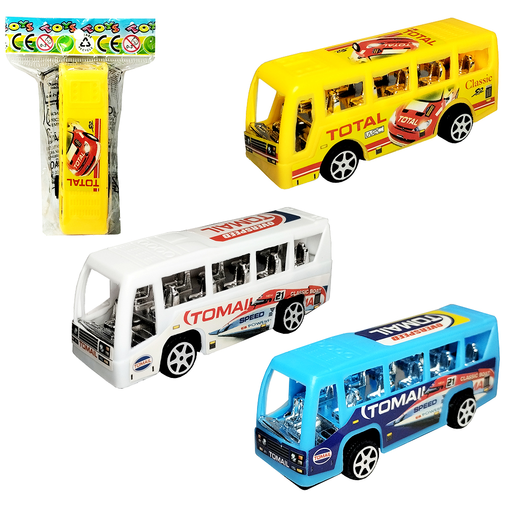 ONIBUS A FRICCAO PULL BACK TOYS 9X3,5X2,5CM