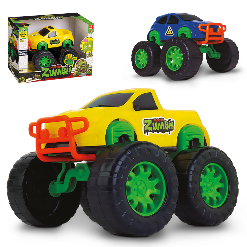 CARRO PICK-UP INVASAO ZUMBI RODA LIVRE 17X15X13CM