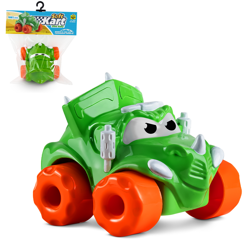 CARRO DINOSSAURO DE VINIL SOFT KART DINO BABY 11X9,5X8CM