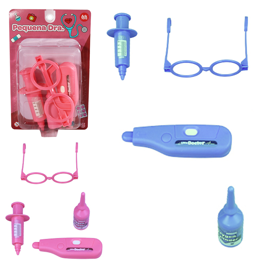 KIT MEDICO INFANTIL COM SERINGA + OCULOS E ACESSORIOS PEQUENO DR. 4 PECAS