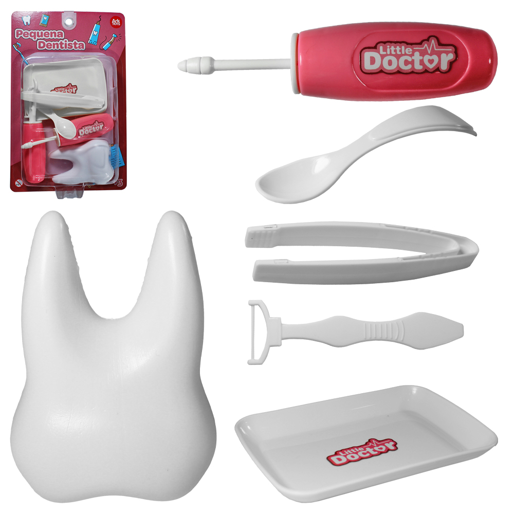 KIT MEDICO INFANTIL DENTISTA COM DENTE + ACESSORIOS 6 PECAS