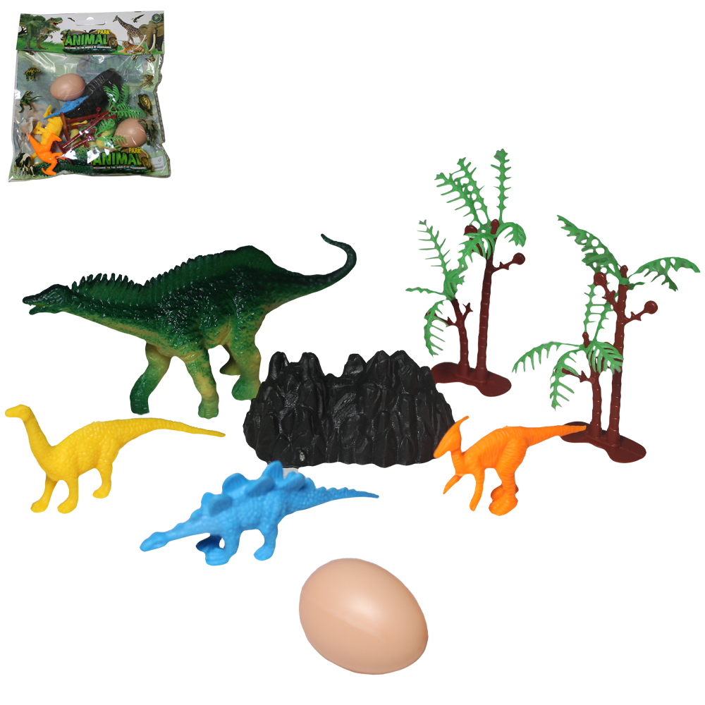 KIT ANIMAL DINOSSAURO DE PVC PARK ANIMAL COM ACESSORIOS 9 PECAS