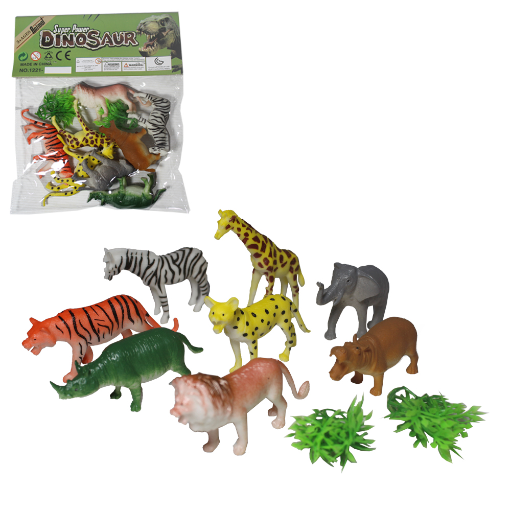 KIT ANIMAL SELVAGEM DE PVC COM ACESSORIOS 10 PECAS