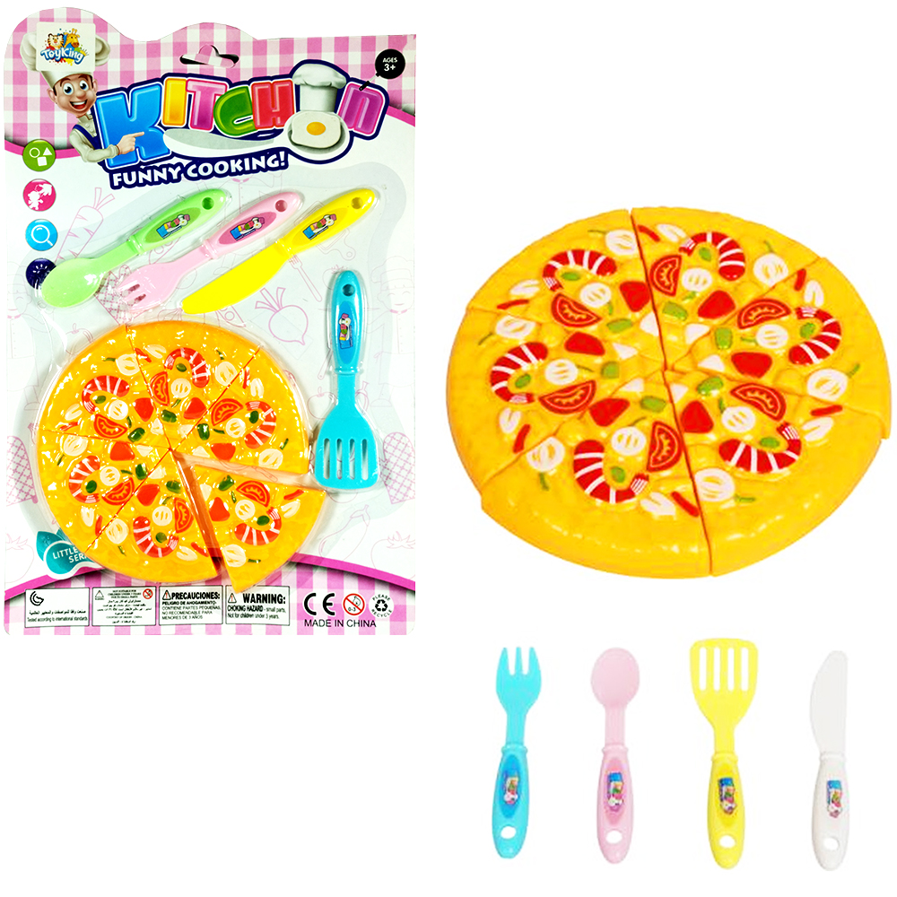 KIT COZINHA INFANTIL COM PIZZA + ESPATULA E UTENSILIOS KITCHEN FUNNY COOKING 10 PECAS