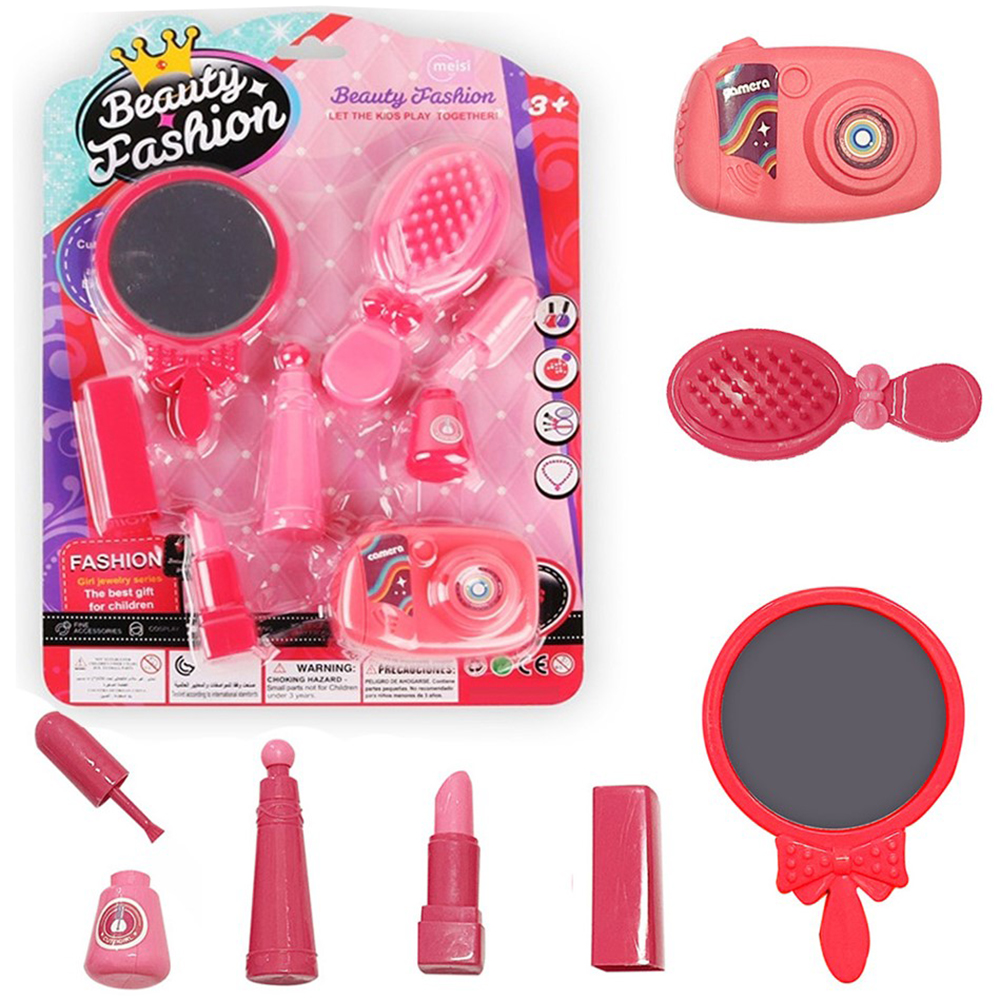 KIT BELEZA INFANTIL COM ESPELHO + ESCOVA E ACESSORIOS BEAUTY FASHION 8 PECAS