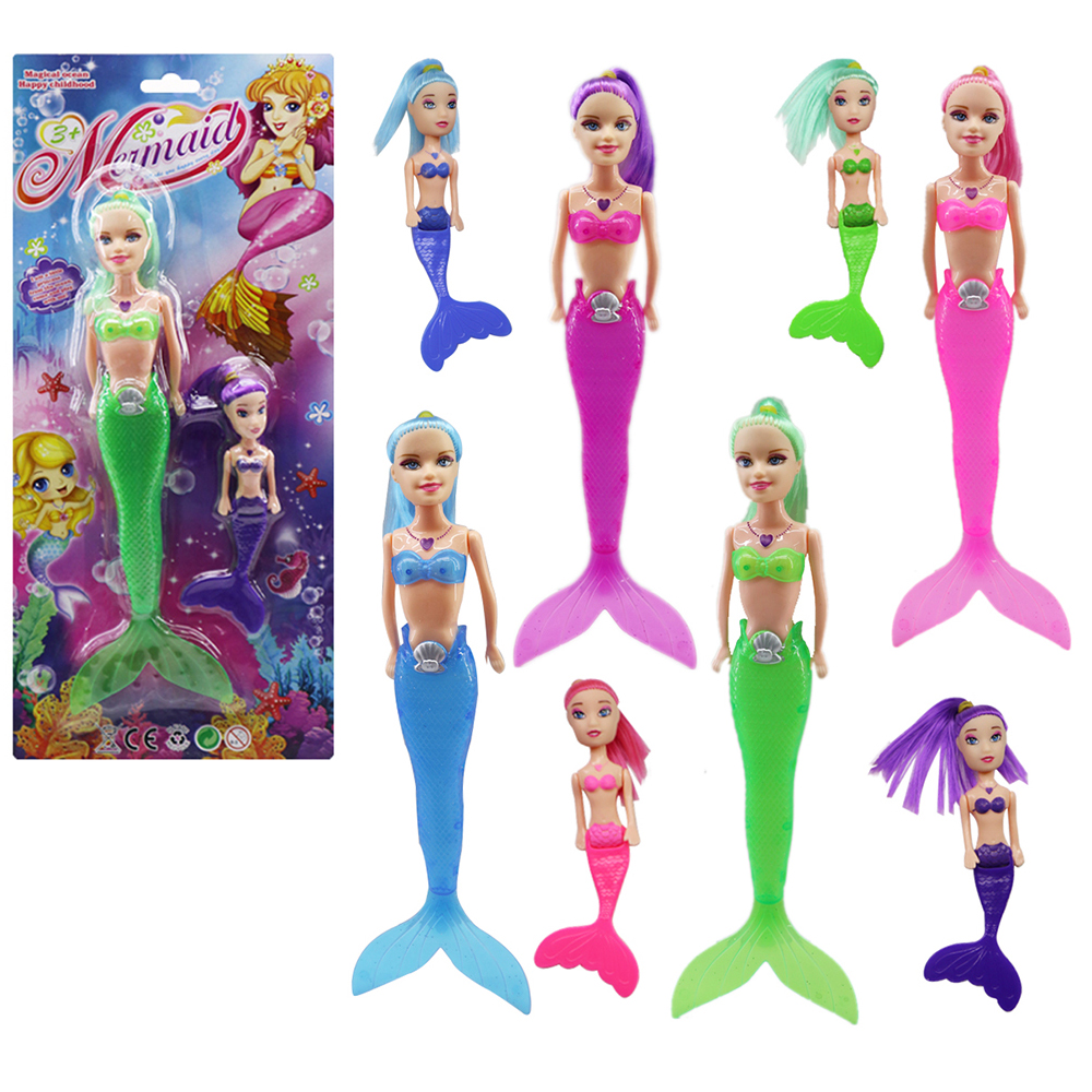 BONECA SEREIA MERMAID MAE E FILHA COM LUZ A BATERIA 2 PECAS