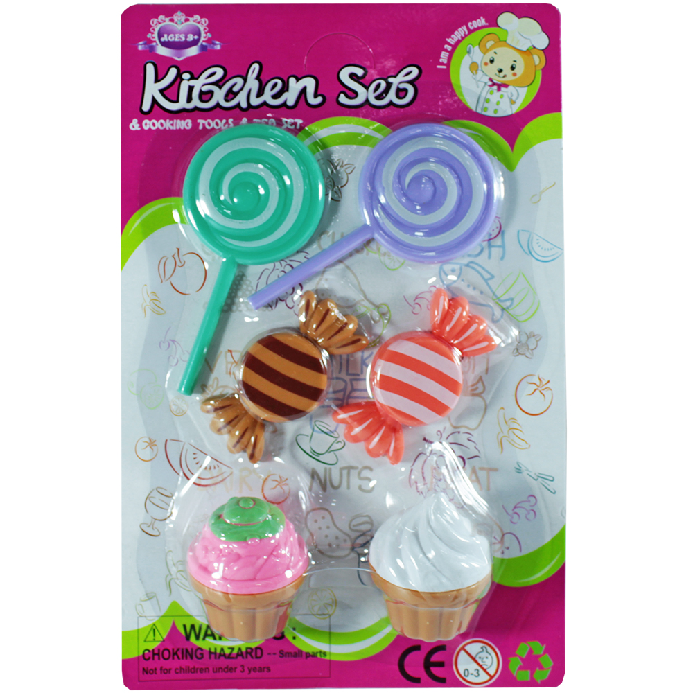 KIT COZINHA INFANTIL COM PIRULITO + BALA E SORVETE KITCHEN SET 6 PECAS