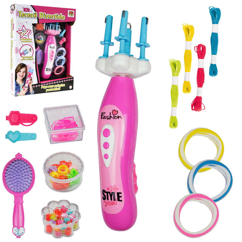 KIT BELEZA / BIJUTERIA INFANTIL COM MICANGAS + APLICADOR E ACESSORIOS TERERE DIVERTIDO