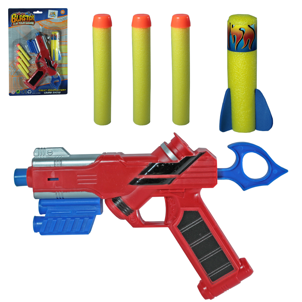 PISTOLA LANCA DARDO E MISSIL ESPUMA COM 4 DARDOS + 1 MISSIL AIR BLASTER PLAY YOUR GAME 