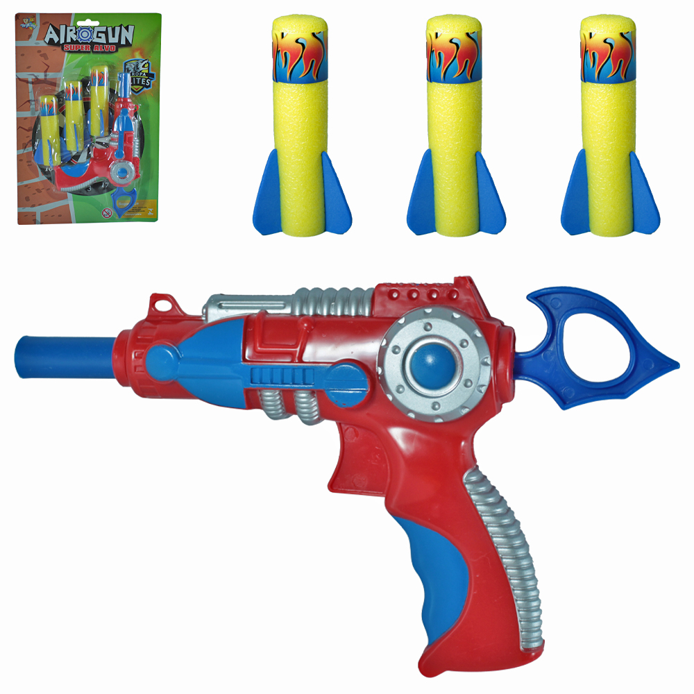 PISTOLA LANCA MISSIL ESPUMA COM 3 MISSEIS AIROGUN SUPER ALVO 