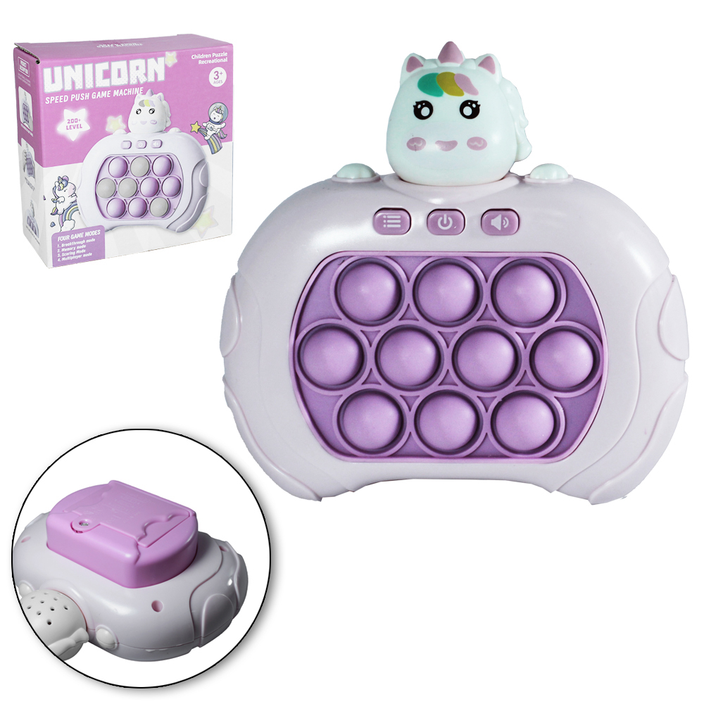 BRINQUEDO QUICK PUSH POP IT UNICORNIO COM SOM E LUZ A PILHA