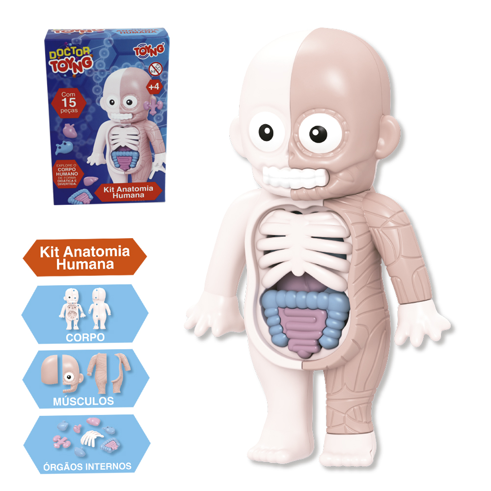 KIT ANATOMIA HUMANA COM BONECO DOCTOR 15 PECAS