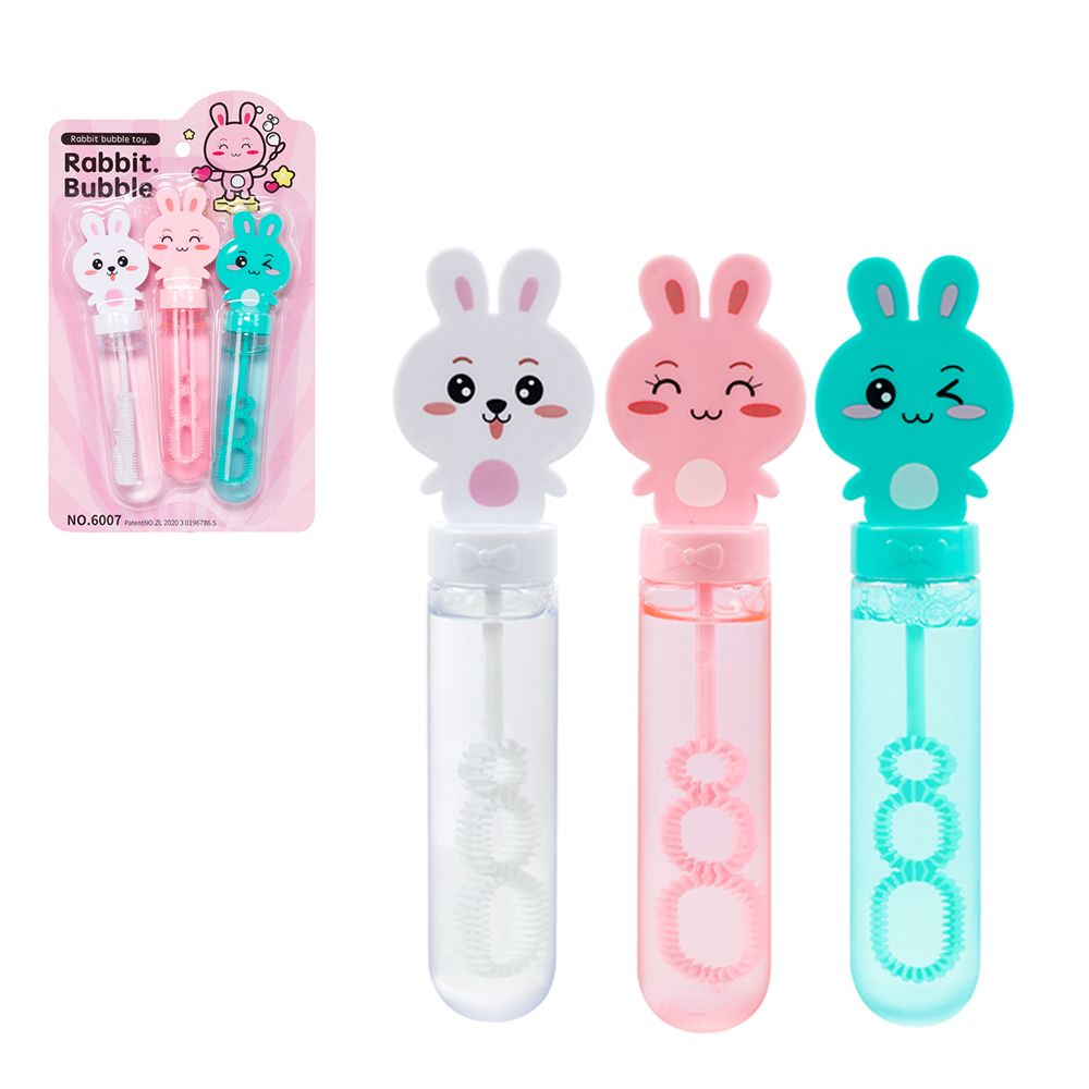 LANCA BOLHA DE SABAO NO TUBO COELHO RABBIT BUBBLE COM 3 PECAS 14CM 