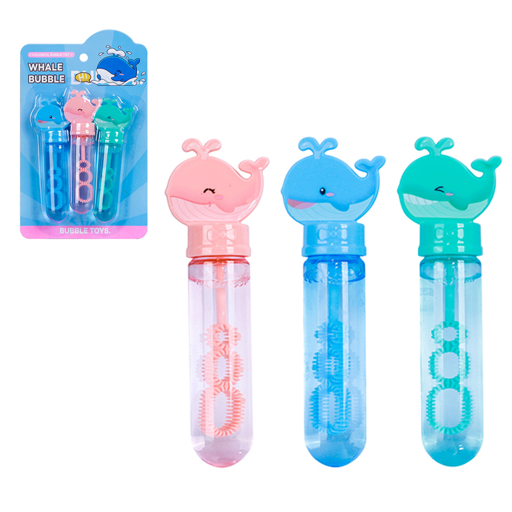 LANCA BOLHA DE SABAO NO TUBO BALEIA WHALE BUBBLE COM 3 PECAS 14CM 