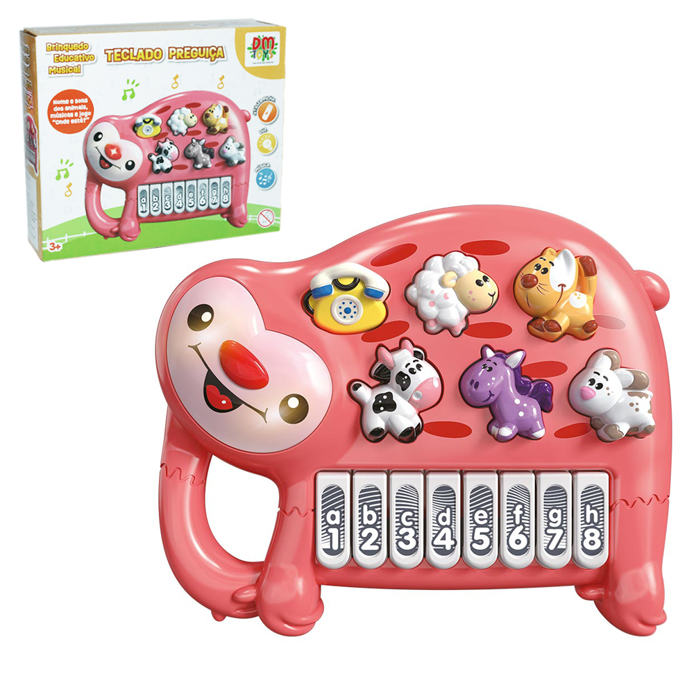 TECLADO / PIANO BABY MUSICAL PREGUICA INFANTIL COM LUZ A PILHA