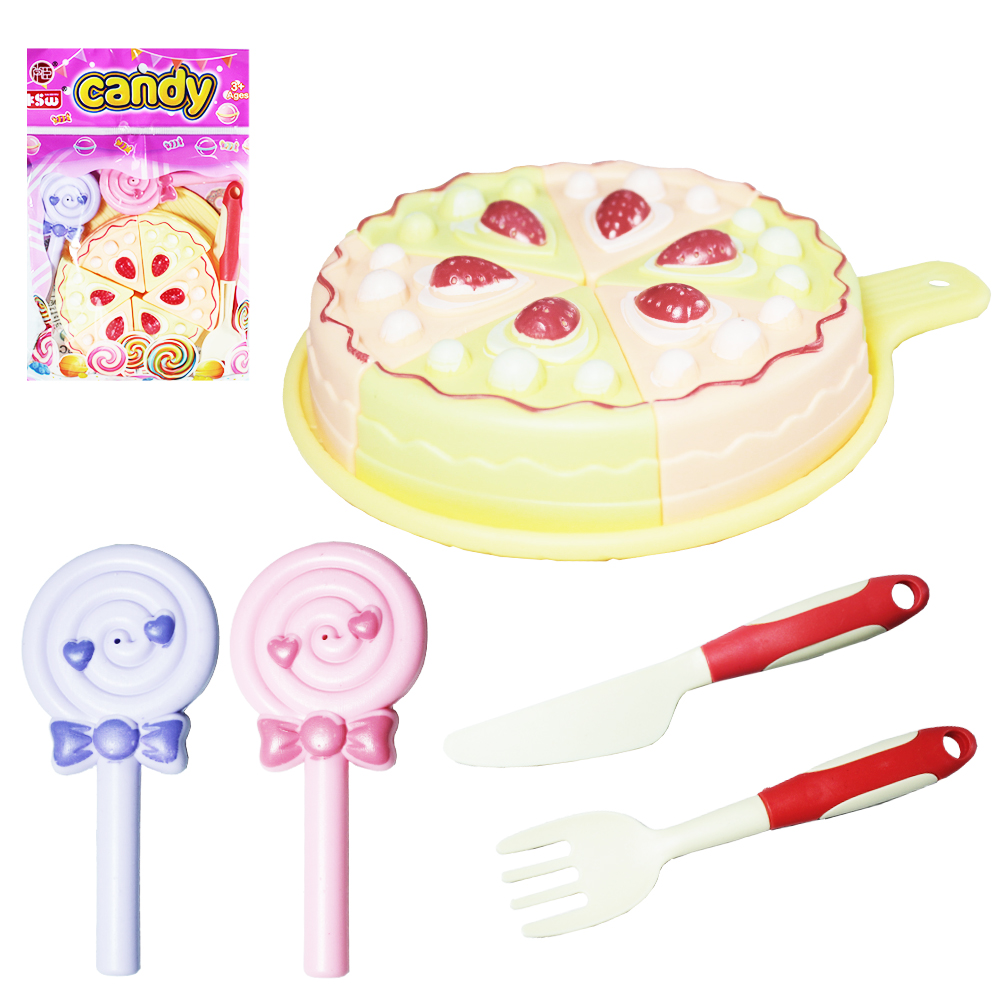 KIT COZINHA INFANTIL COM BOLO + GARFO E ACESSORIOS CANDY 11 PECAS 