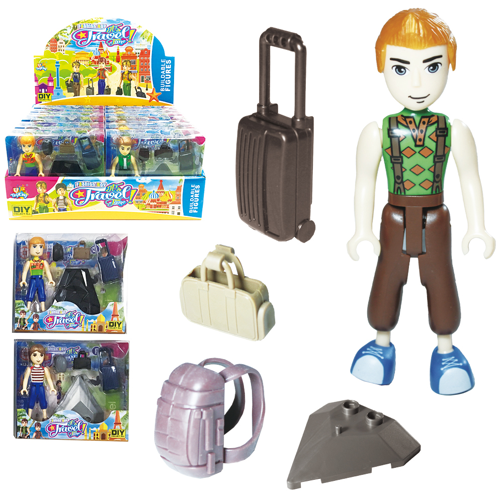 BONECO FASHION BOY VIAJANTES COM MALA E ACESSORIOS 