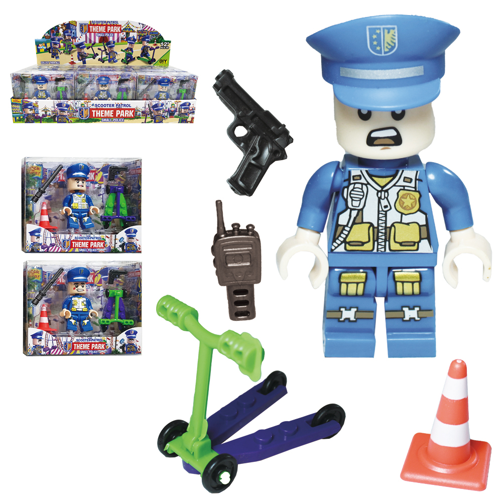 BONECO POLICIA PATRULHA MONTA E DESMONTA COM PATINETE E ACESSORIOS 5 PECAS TLEG 