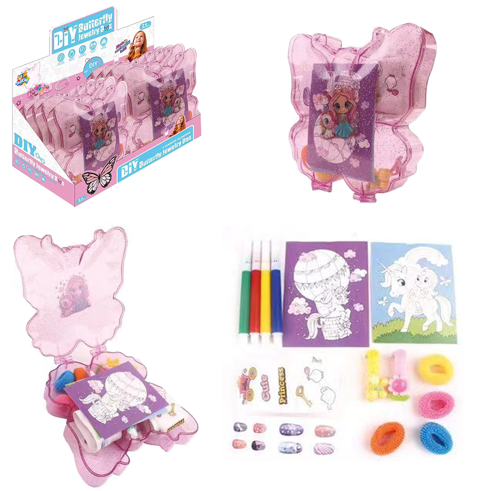 KIT BELEZA / BIJUTERIA INFANTIL BORBOLETA COM PRESILHA + LAPIS DROCOR E ACESSORIOS TK-AB6495