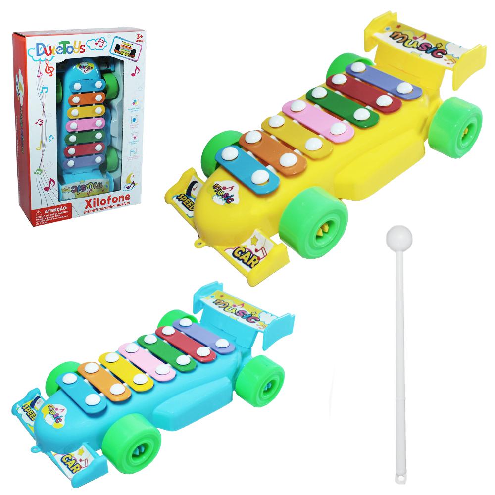 XILOFONE MUSICAL INFANTIL CARRINHO 19,5X11CM  