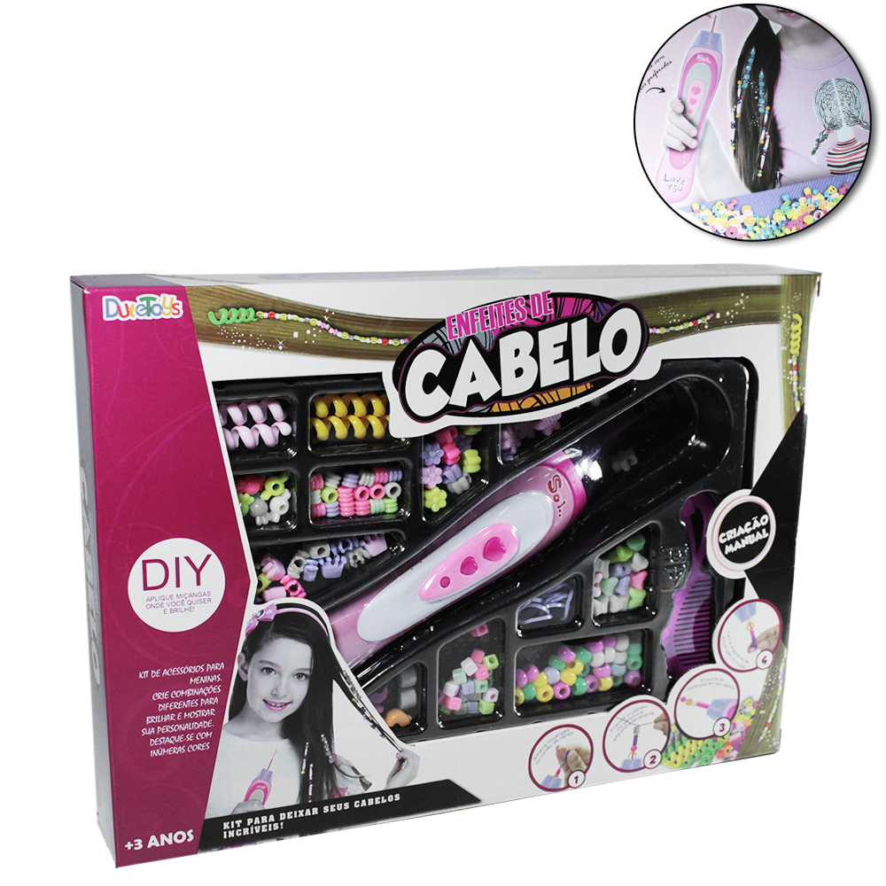 KIT BELEZA / BIJUTERIA INFANTIL COM  MICANGAS + APLICADOR E ACESSORIOS ENFEITE CABELO  