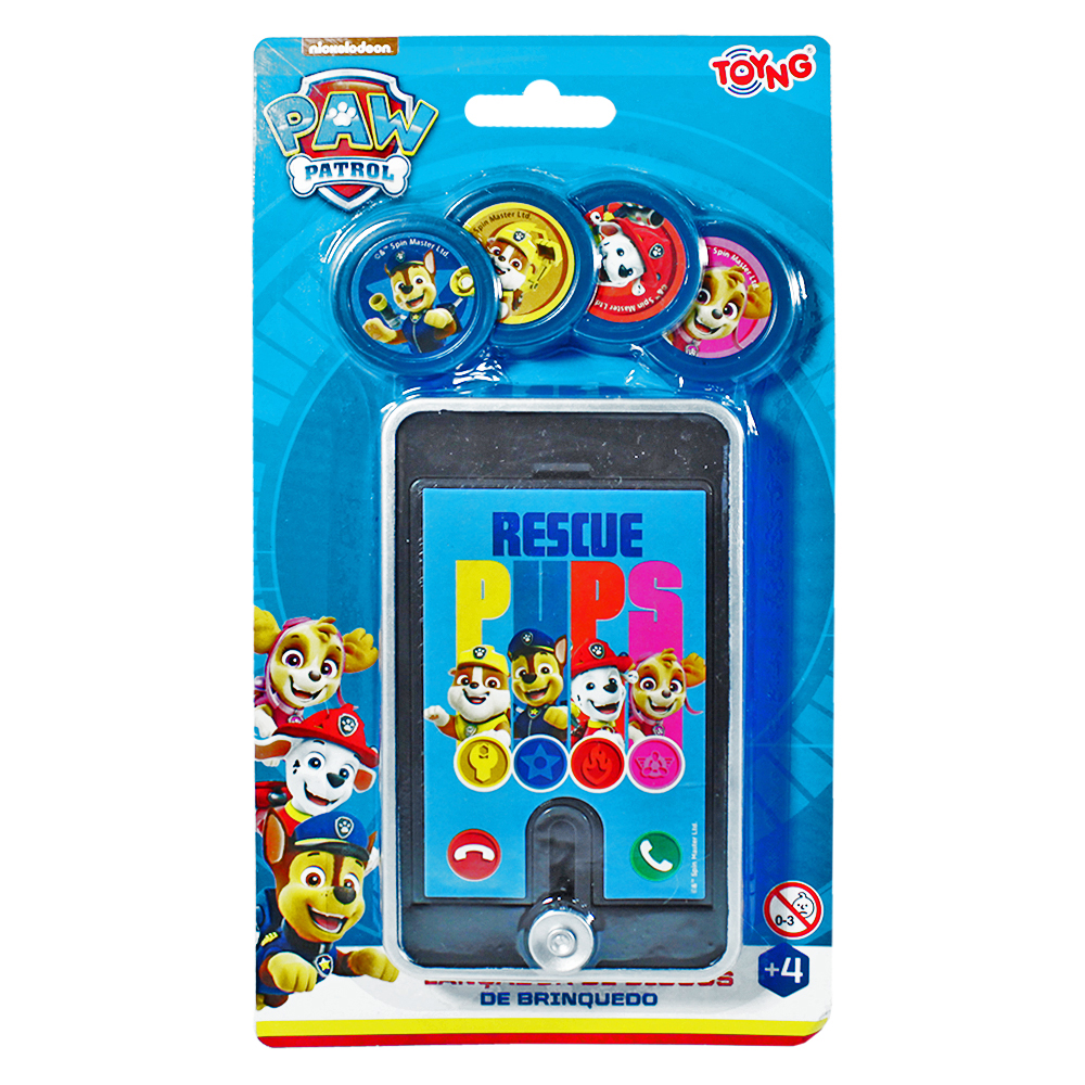 CELULAR LANCA DISCO COM 4 DISCOS PATRULHA CANINA PAW PATROL 12X7,2X1,5