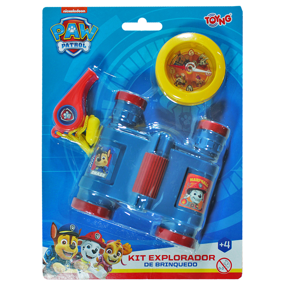 KIT INFANTIL EXPLORADOR PATRULHA CANINA COM BINOCULO + BUSSOLA E APITO PAW PATROL  