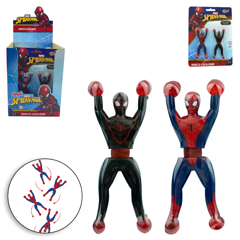 BONECO GRUDA GRUDA HOMEM ARANHA SPIDERMAN COM 2 PECAS 