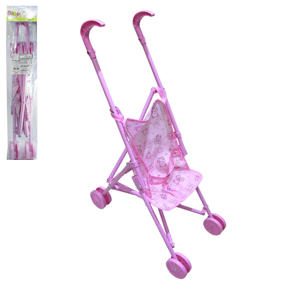 CARRINHO DE PLASTICO PARA BONECA DOBRAVEL ESTAMPADO BABY STROLLERS 54X38X24CM  