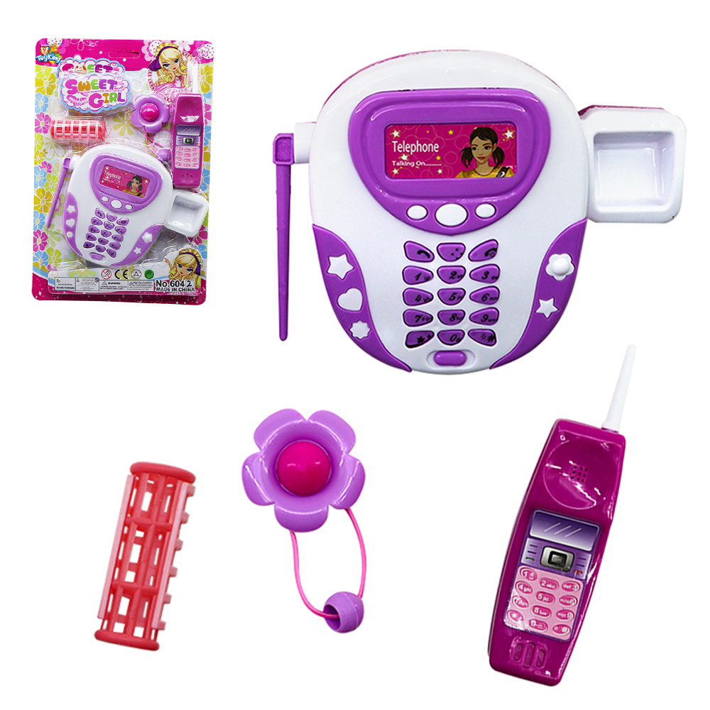 KIT BELEZA INFANTIL COM CELULAR + TELEPHONE E ACESSORIOS SWEET GIRL 5 PECAS