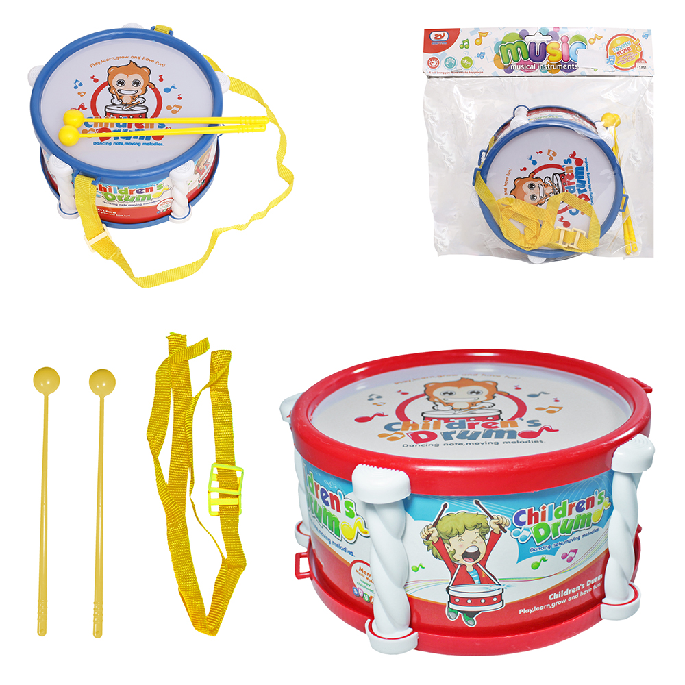 TAMBORZINHO INFANTIL COM BAQUETA MUSIC CHILREN DRUM COLORS 17CM DE Ø 