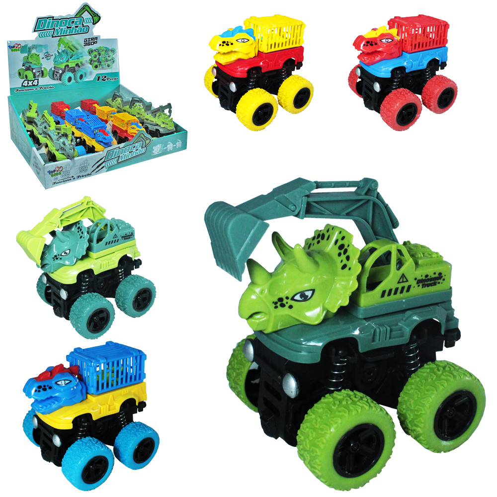 CARRO MALUCO CAMBALHOTA A FRICCAO DINOSSAURO DINOCA MINHAO 4X4 360º TOP KIDS