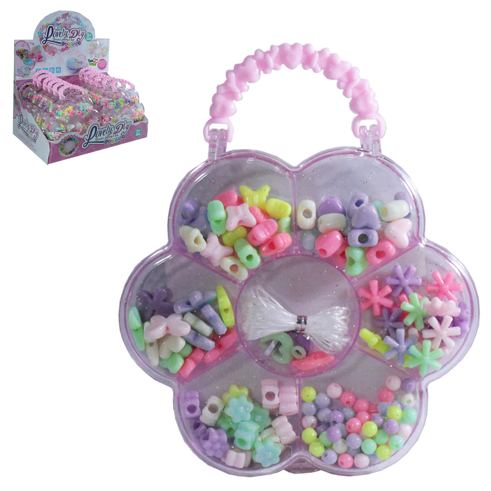 KIT BELEZA / BIJUTERIA INFANTIL COM 155 MICANGAS + CORDAO NO ESTOJO FLOR TOP KIDS