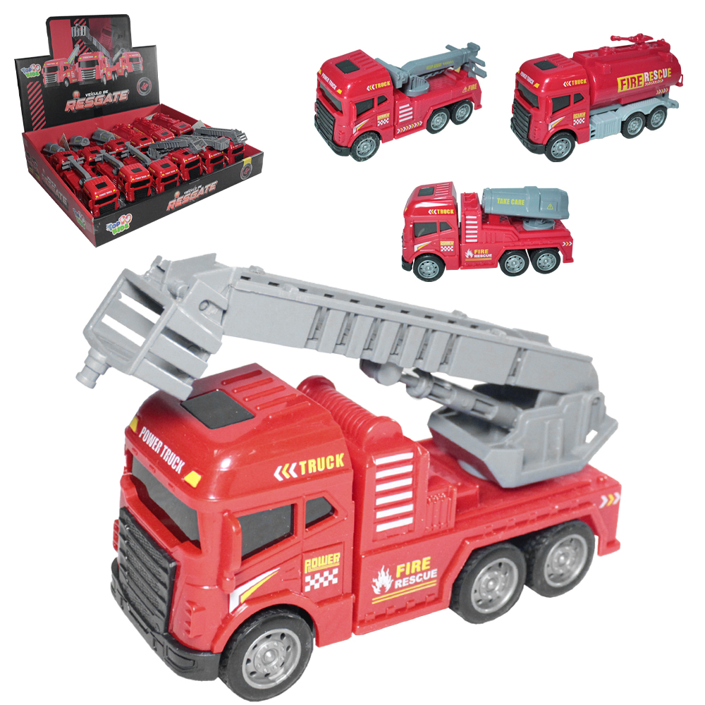 CAMINHAO BOMBEIRO A FRICCAO POWER TRUCK RESGATE TOP KIDS