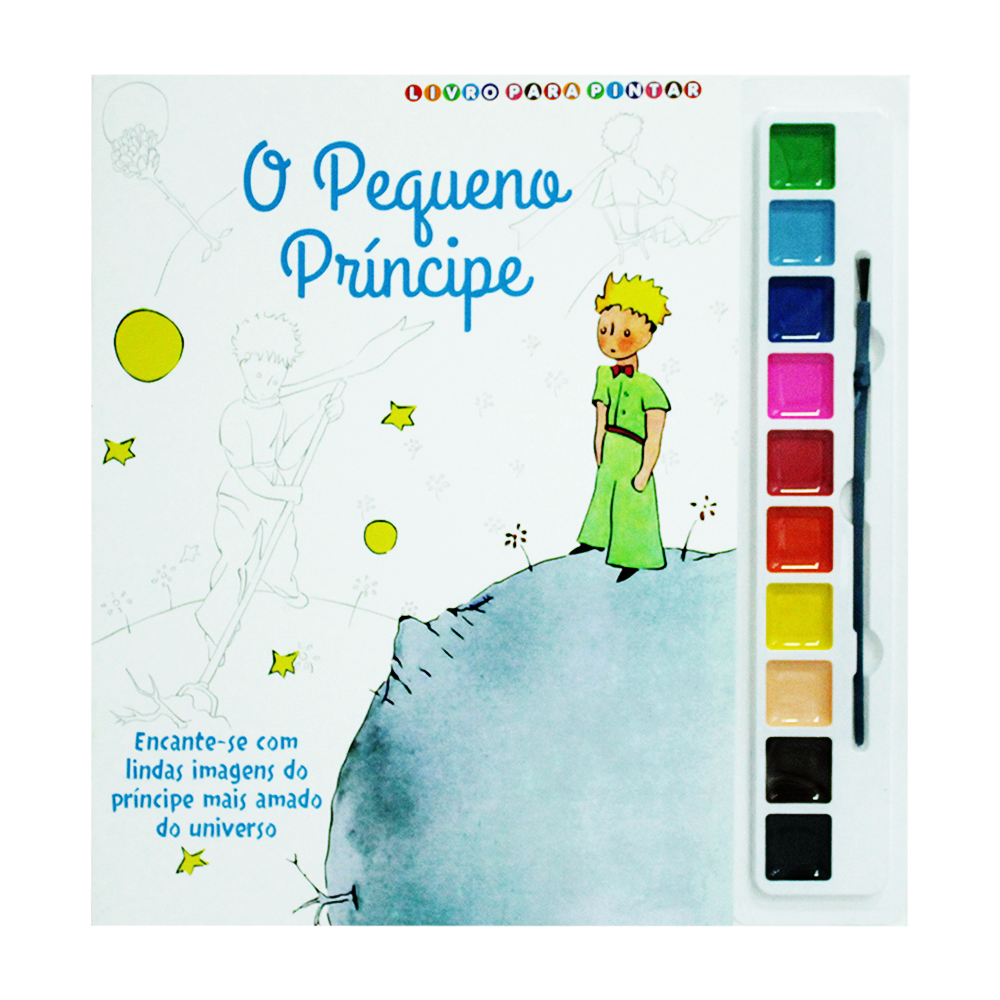 LIVRO O PEQUENO PRINCIPE AQUARELA COM 10 CORES + PINCEL 8 PAGINAS 28X27CM 