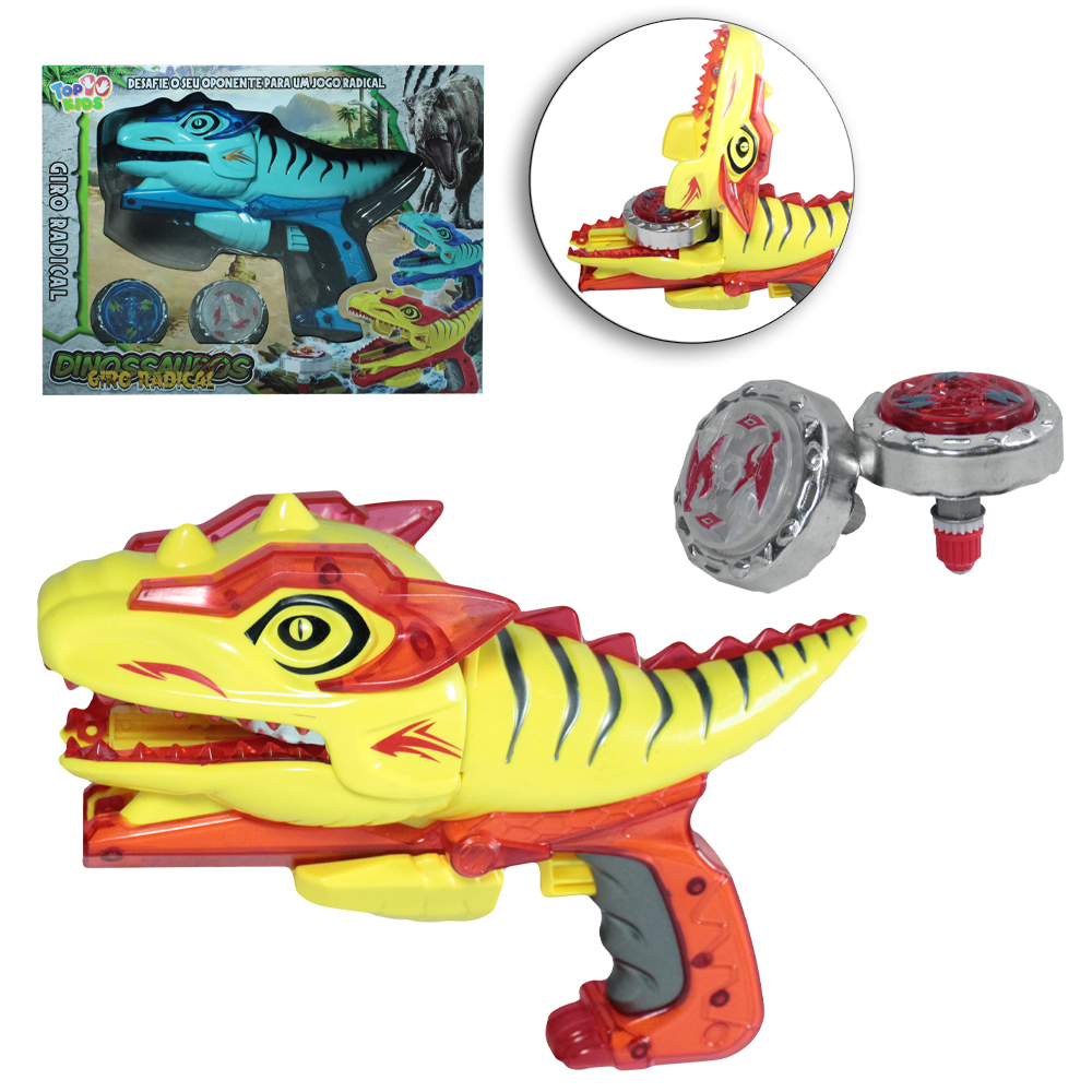 PIAO / BLADE TOP GIRO RADICAL COM LANCADOR DINOSSAURO E LUZES 3 PECAS TOP KIDS