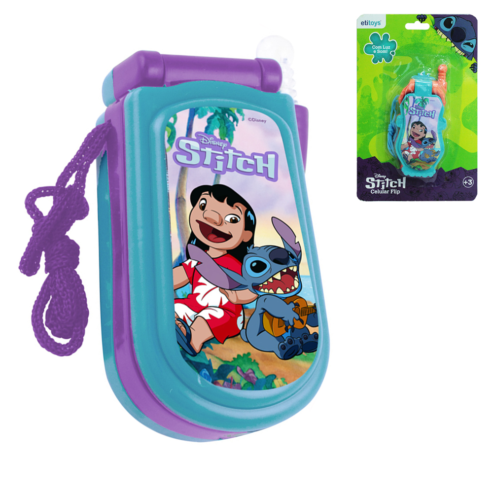 STITCH CELULAR MUSICAL INFANTIL FLIP COM LUZ A BATERIA