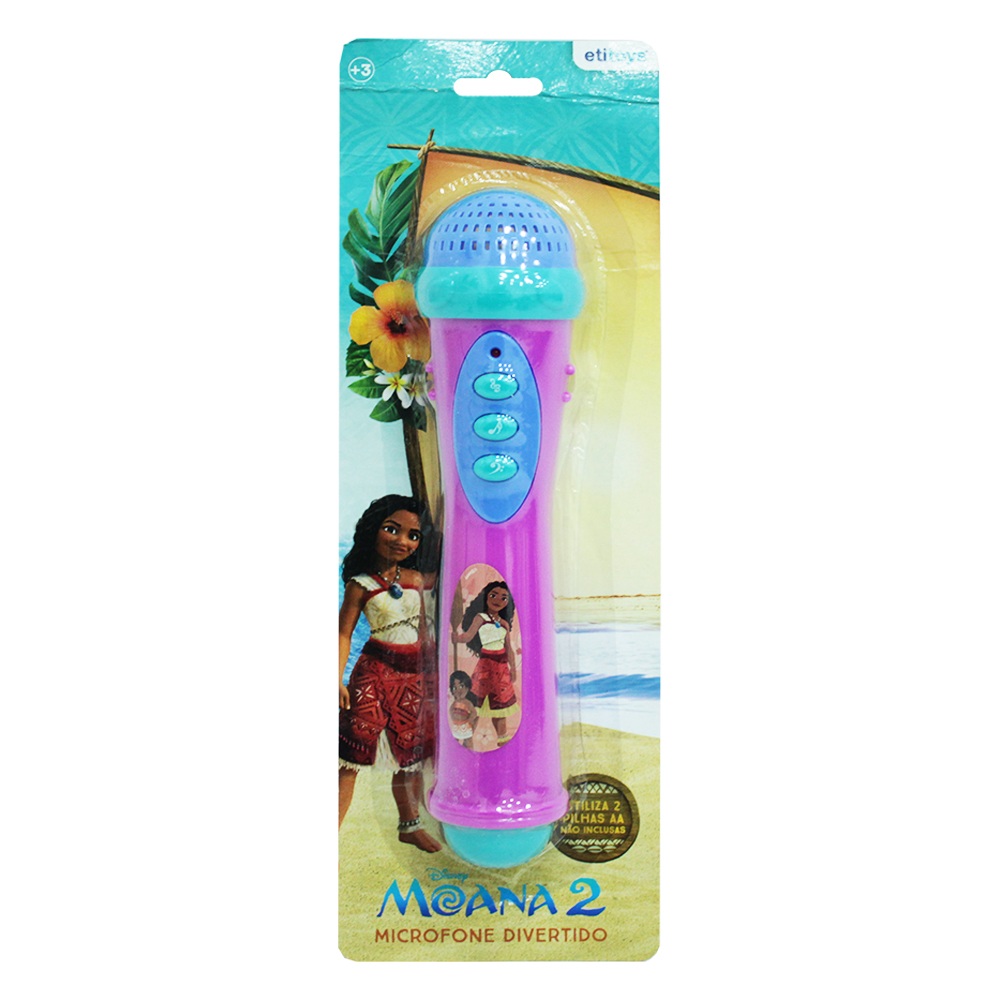 MOANA MICROFONE MUSICAL INFANTIL COM LUZ A PILHA 20CM 