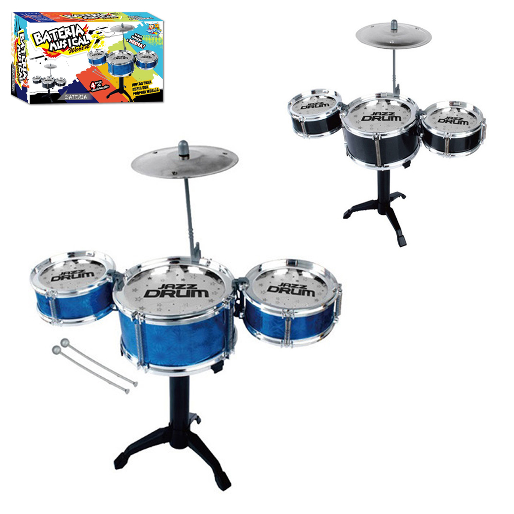 BATERIA MUSICAL WORLD COM BAQUETA NA CAIXA