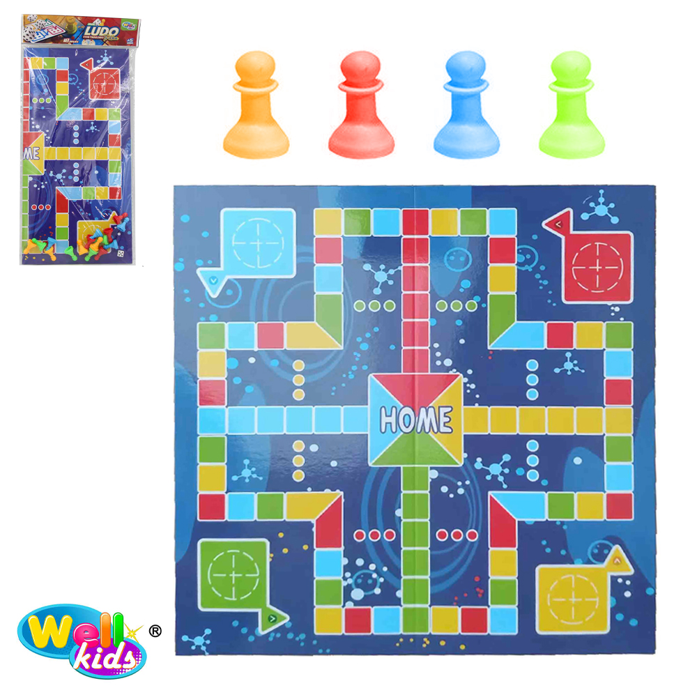 JOGO LUDO COM TABULEIRO TRILHA + DADO E 16 PINOS  