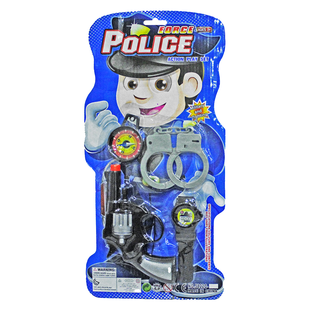 PISTOLA / REVOLVER COM ALGEMA + RELOGIO E BUSSOLA FORCE POLICE