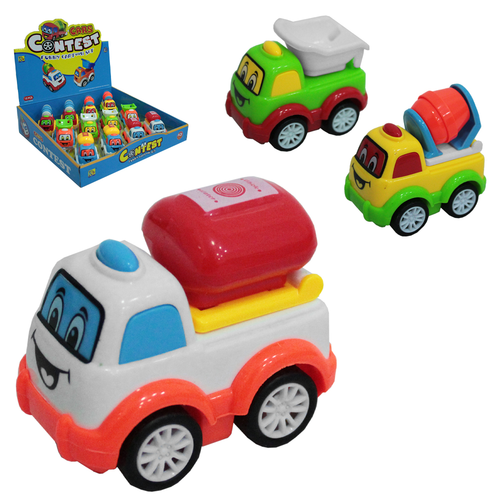 CAMINHAO CONSTRUCAO A FRICCAO PULL BACK CARS CONTEST FUNNY CARTOON SET DP PLAY 